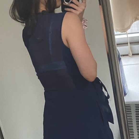 Sandro Sheer back blue wrap dress - Picture 2 of 10